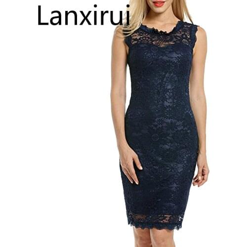 Lanxirui Fashion Dress Vestito Delle Donne O -Collo Delle Donne Senza Maniche In Pizzo Abiti Per Le Occasioni Speciali Oct