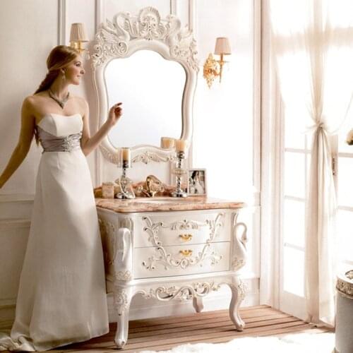 0327TB018 European style floor mounted combination solid wood bathroom cabinet wash basin cabinet