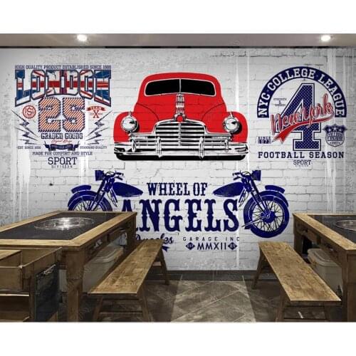 Custom mural 3d photo wallpaper Retro racing car graffiti brick wall home decor living room wallpaper for walls 3 d in rolls