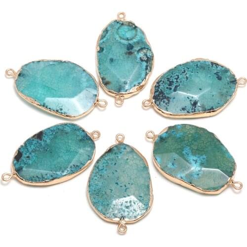 Natural Stone Exquisite Agates Pendants Double Hole Connectors for Jewelry Making DIY Necklaces Bracelet Accessorie 24x45mm