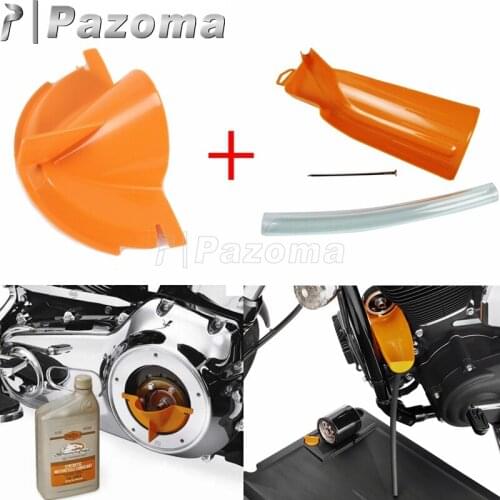 Orange Motorcycle Primary Oil Fill Funnel + Catcher Drain Oil Funnel for Harley 07-16 Touring 06-17 Dyna 09-16 Trike Models
