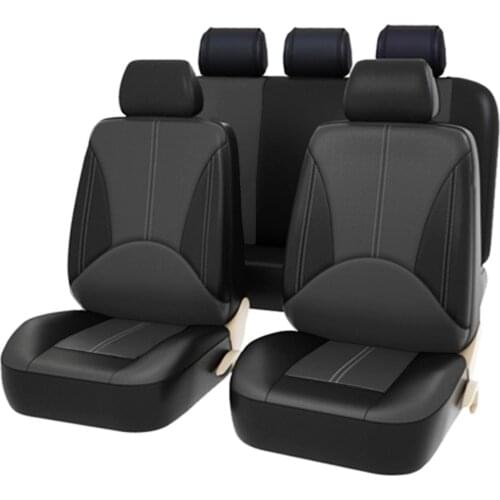 Aimaao PU Leather Car Seat Cover Cushion for Front Rear Backseat Seat Cover Auto Chair Seat Protector Mat Pad Anti-slip