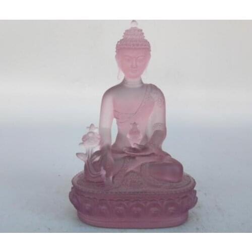Tibetan Buddhism Colored Glaze Medicine Buddha Statue