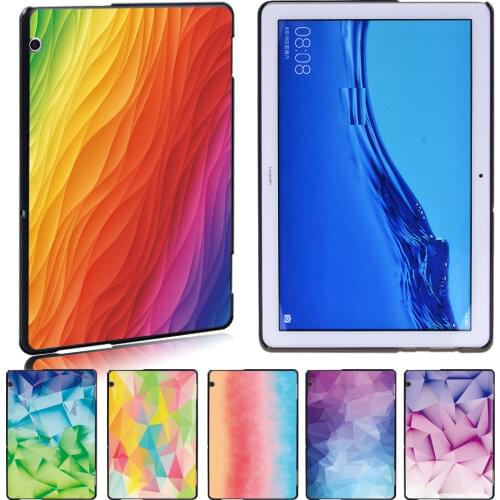 Trend Watercolor Printing Shockproof Hard Slim Tablet Case for Huawei MediaPad T3 8/MediaPad T3 10/MediaPad T5 10 + Free Stylus