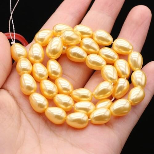 Natural shell beads yellow water drop shape loose spacer beads for jewelry making DIY necklace bracelet earrings accessory