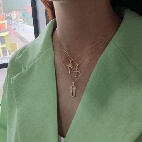 Silvology 925 Sterling Silver Coconut Tree Flower Cross Square Necklace Zircon Luxurious Pendant Necklace for Women Jewelry Gift