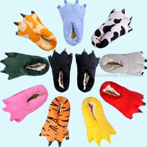 Winter Boy Girl Slippers Warm Indoor Floor Children Shoes Paw Animal Cosplay Claw Christmas Monster Dinosaur Panda Kids Slippers