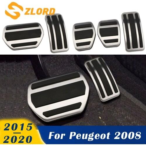 Zlord Stainless Steel Car Interior Fuel Gas Pedal for Peugeot 2008 2015 - 2020 Car Pedals Brake Pedals Cover Auto Accessories