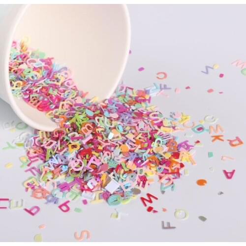 10g 5mm Colorful Letter Sequins Nail Decals Art Confetti Paillettes Sequins For Crafts Crystal Clay Decoration Wedding Material