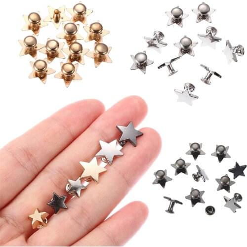 10 Sets 9/12/19mm Metal Stars Rivets Garment Sewing Glass Drill Nail Button DIY Clothing Hat Bag Shoes Craft Decoration Supplies