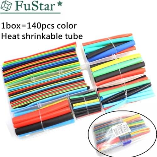 140pcs/Box Set Polyolefin Heat Shrink Tube Shrinkable Wire Cable Insulated Sleeving Tubing Electronic Parts