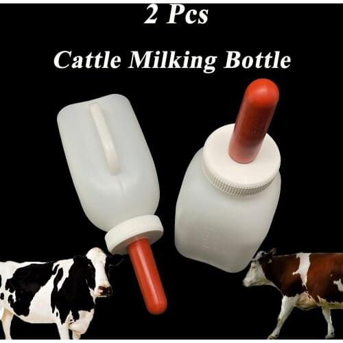 2PCS Calf Milking Nursing Bottle Feeding Feeder Plastic 1L Durable Nipple Vertical Cow Horse Veterinary Farming Tools