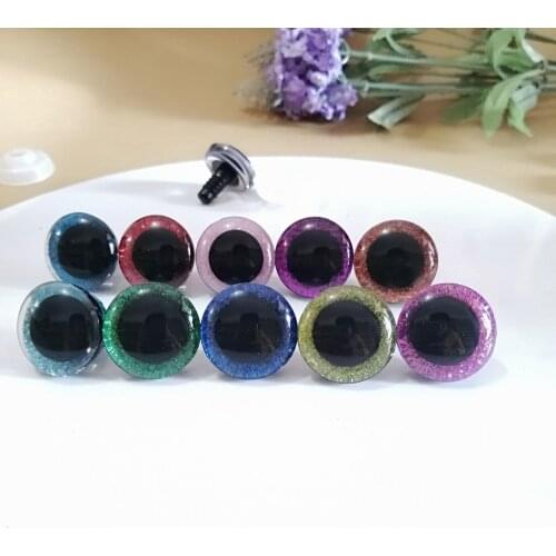 200pcs/lot---16mm & 20mm & 24mm clear trapezoid plastic safety toy eyes + glitter fabric + white washer--size & color option