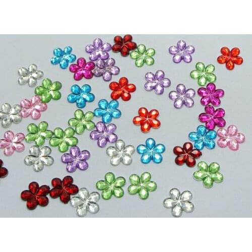 500 Mixed Color Acrylic Flatback Flower Rhinestone Gem 6mm DIY Embellishments