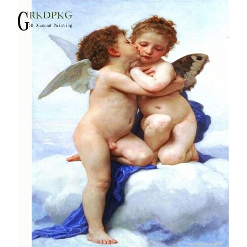 5D diy diamond painting Two angel babies full square diamond embroidery Cross stitch pictures of rhinestones Wedding decoration