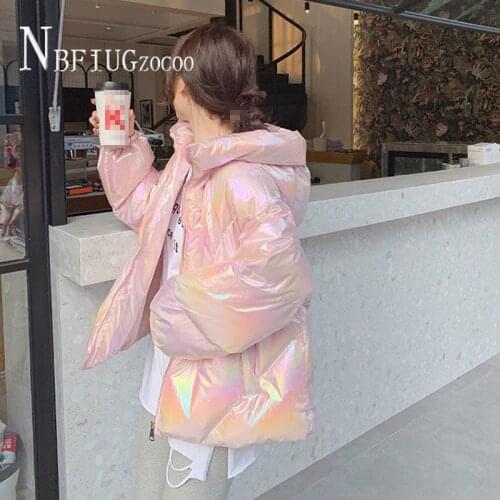 White Pink Green Colors Pocket Short Style Women Parkas S-XL Hooded Female Coat