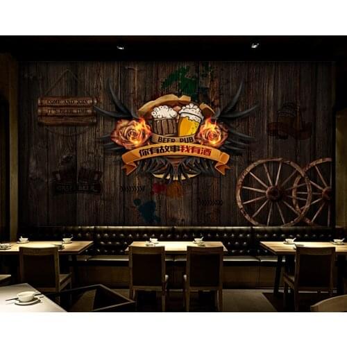 Free Shipping Wood Retro You Have A Story I Have Wine Restaurant Bar Background Wall Custom 3D Bar Decoration Creative Mural