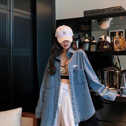 Blouse Women Denim Shirt Womens Coat Spring Autumn Long Sleeve Loose Retro Blusas Ropa De Mujer