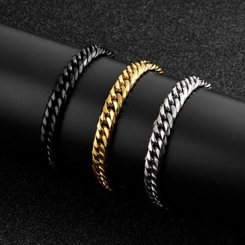 Mens bracelets Steel color stainless steel charm braclet gold chain on fashion black bracelet jewelry gifts for male accessories