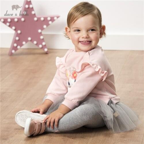 DBM12761 dave bella spring baby girls princess cute cartoon mesh dress children fashion party dress kids infant lolita clothes