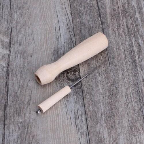 Wooden Handle Holder with Felting Needles DIY Craft Sewing Needlework Felt Hand Needles Tool