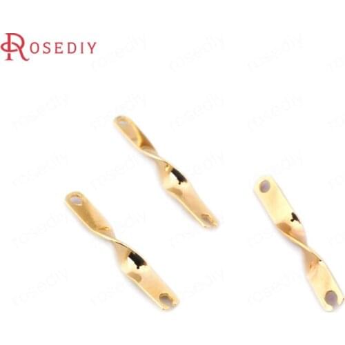 F378)20 pieces 12.5*2mm 24K Gold Color Brass Twisted Rod Connector High Quality Diy Jewelry Findings Accessories wholesale