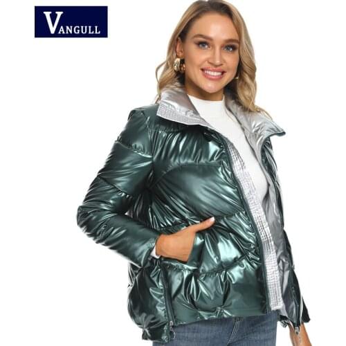 Vangull Women Glossy Jacket down cotton padded coat short section 2020 new Female bread clothing stand collar warm winter jacket