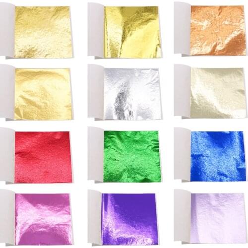 10pcs Imitation Gold Leaf Sheets Foil Paper Gilding for Arts Crafts Statue Nail Decoration Colorful
