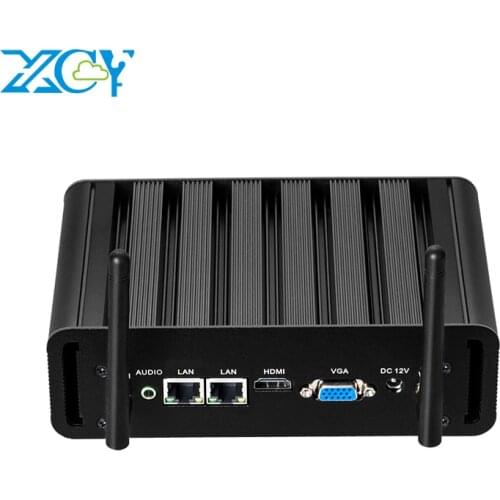 XCY Fanless Mini Pc Intel Core i3 5005U Linux Thin Client Micro Desktop Computers Industrial Komputer Win 10 Mini PC 2Lan Port