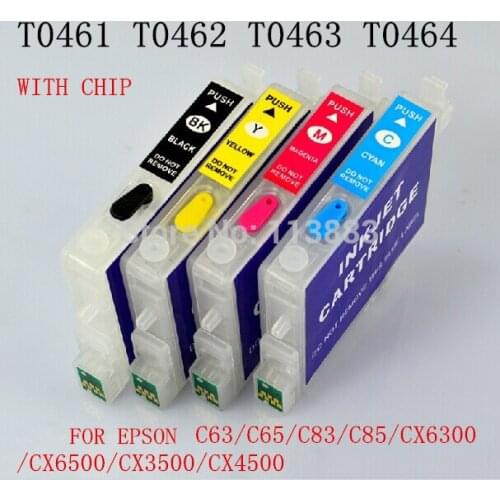 T0461- T0474 Refillable ink cartridge for EPSON STYLUS C63/C65/C83/C85/CX6300/CX6500/CX3500/CX4500 Printers Auto reset chip