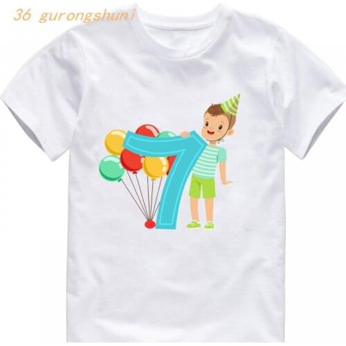 Cartoon T Shirt for Girls Tshirt Childrens Clothing 7 Years Girl T-shirt Birthday Kids Clothes Boys Number 7th Graphic T Shirts