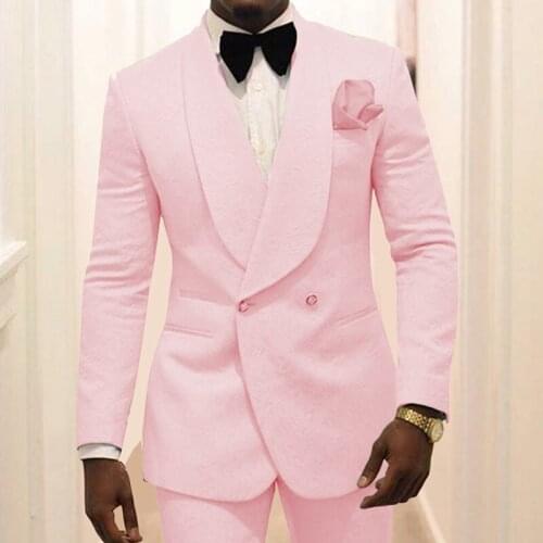 Mens Jacquard Suits 2 Piece Slim Fit Jacket Plus Size Prom Tuxedos Wedding Groomsmen Casual Tuxedos Blazer Pants XS-6XL