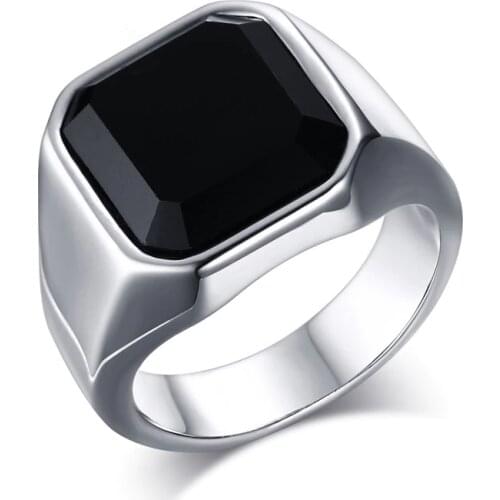 Men Hiphop Ring Black Stone Ring Rock Fashion Male Jewelry Wedding Rings Accessories Wholesale Male Wedding Anel