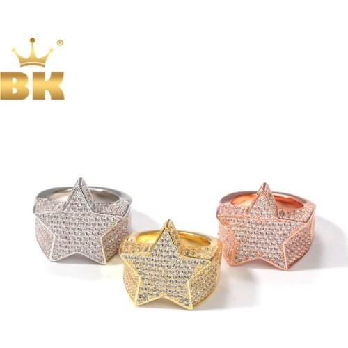 THE BLING KING Fashion Star Rings Gold Silver Color Full Iced Cubic Zirconia Hiphop Ring Jewelry For Men And Women Drop Shipping