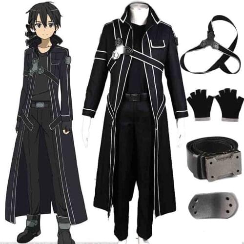 Fancy Halloween Costumes for Adult Men Kirito SAO Kirigaya Kazuto Costume Suit Anime Sword Art Online Kirito Cosplay Costume