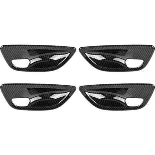 New4Pcs Carbon Fiber Interior Door Handle Bowl Cover Trim For-BMW 5 Series F10 2011-2016