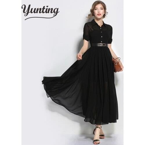New Arrival 2021 Spring Fashion Style Mid-Calf Elegant Slim Black Women Casual Dresses