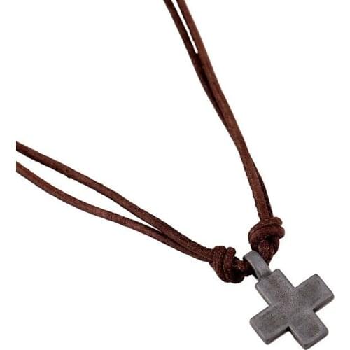 NEW Genuine Leather Necklaces Men Vintage Punk Cross Pendants Necklaces Men Women Fashion Jewelry