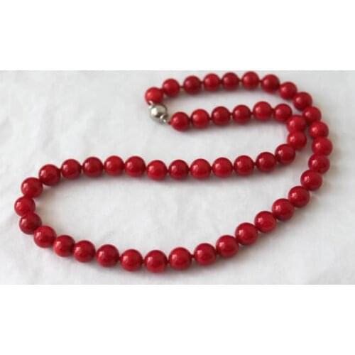 Charming Gem-stone Jewellery,8MM Round Red Corals Necklace,Perfect Wedding Birthday Party Gift Necklace