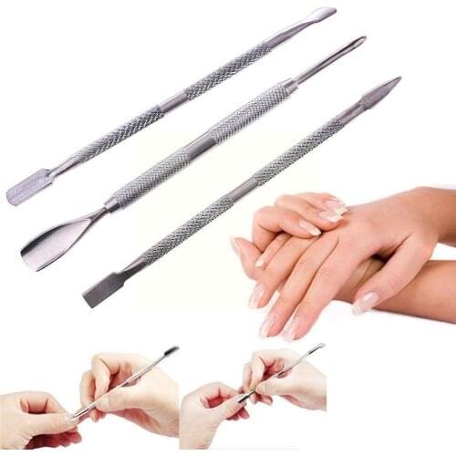 Charm Steel Cuticle Nail Pusher Scraper Gel Manicure Nail Dead CareDouble Remover Sided Cuticle Tool Push Skin Finger V2H8