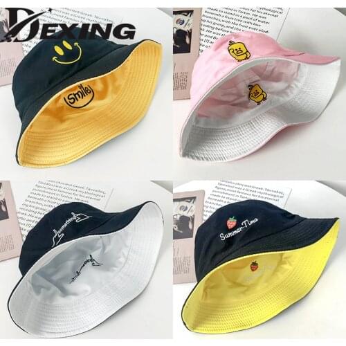Summer sun hat kids smile bucket hat Boys girls Women Outdoor Cotton Fishing Hunting Cap Men Bob fashion Chapeau fishman hat