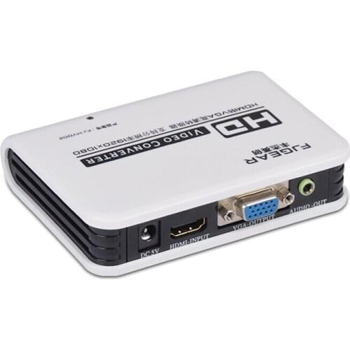 HDMI To VGA Converter Box Audio Adapter RCA 3.5mm Stereo Audio output Notebook To projector With Power FJ-HV002