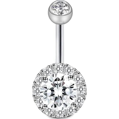 Sexy Navel Piercing Belly Button Rings Bar Crystal Zircon Dangling Ombligo Party Stud Barbell for Woman Body Jewelry 14g