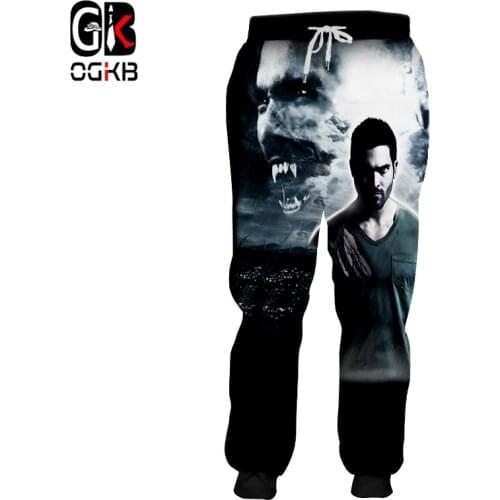 OGKB Unisex Casual Sports Pants Male / Female Funny Print Movie Teen wolf 3D Sweatpants Mens Hiphop Jogging Pants 5XL