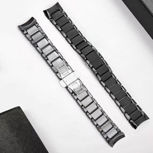For AR1452 AR1451 High quality Ceramic watchbands black Strap with butterfly clasp lug End watch accessories Fashion bracelets