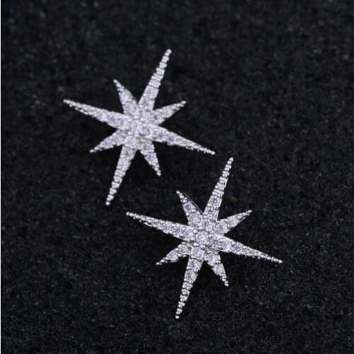 SIPENGJEL Elegant Simple Star Crystal Stud Earrings Korean Style Vintage Earrings For Women Party Wedding Jewelry 2021