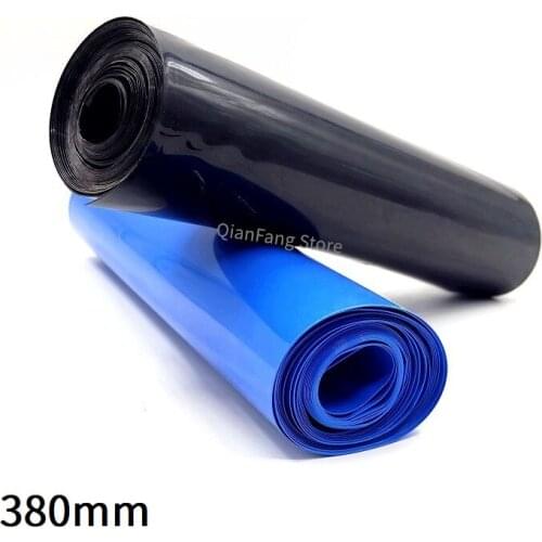 PVC Heat Shrink Tube 380mm Width Blue Black Shrinkable Cable Sleeve Sheath Pack Cover for 18650 Lithium Battery Film Wrap