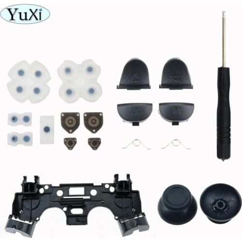 YuXi For PS4 JDS 030 011 40 Controller Repair Set L1 R1 L2 R2 Trigger Buttons 3D Analog Sticks Cap Conductive Rubber Screwdriver