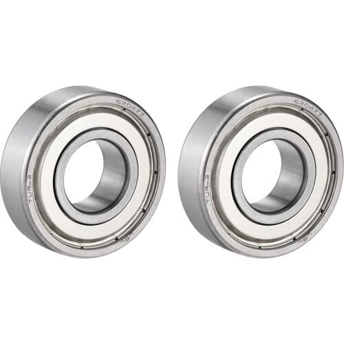 Uxcell 2pcs Deep Groove Ball Bearing 6204ZZ Double Shield, 20mm x 47mm x 14mm Chrome Steel Bearings