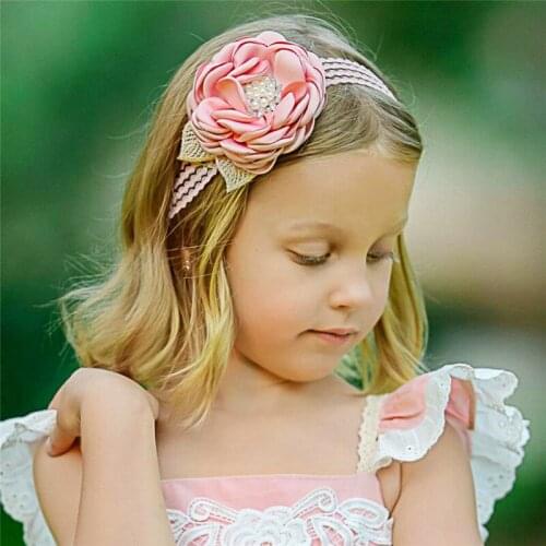 Vintage Flower Headband Baby Girls Headwraps Newborn Photography Props Gifts Lace Elastic Hair Bands Pearl Crystal Accessories
